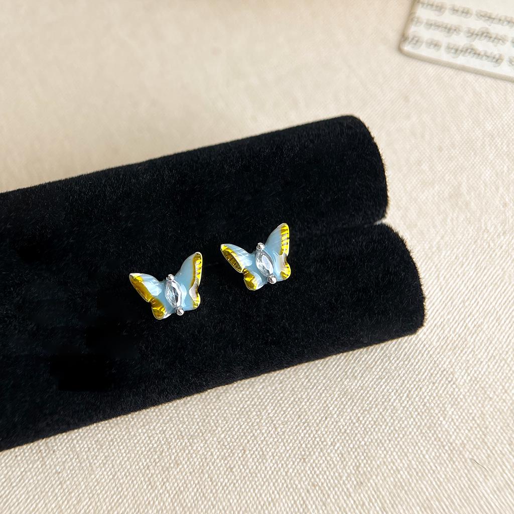 Dopamine Color Glaze Butterfly Earrings: Korean Style Girly Fashion, Super Fairy Temperament, Simple Commute Jewelry.