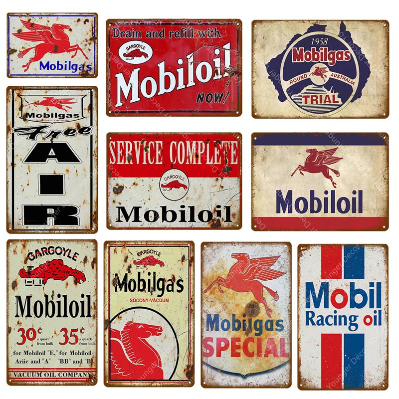 

Mobil Racing Oil металлические знаки Mobiloil Mobilgas винтажный постер для паба, бара, гаража, заправочной станции, декор, настенная живопись, доска