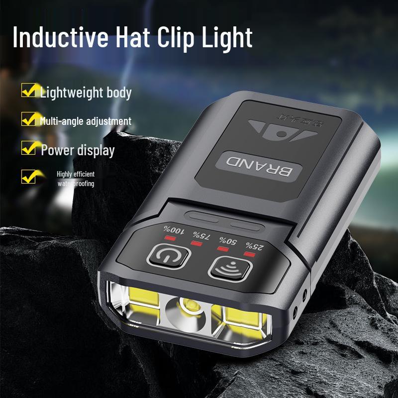Foldable Induction Hat Clip Light for Night Fishing - Ultra-Long Battery Life, Strong Head-Mounted Beam
