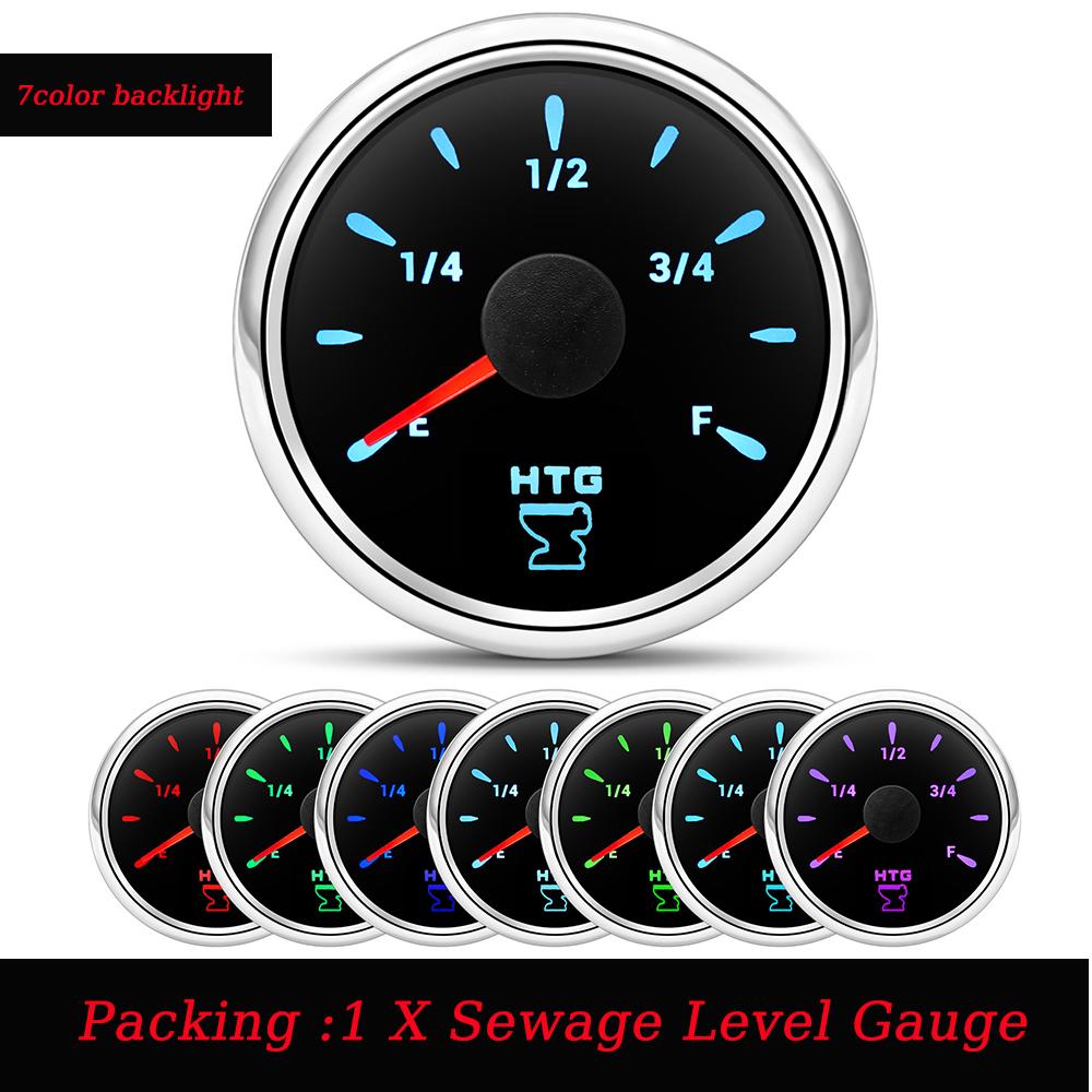 

7 Color LED 0-190 ohm 52mm Sewage Level Gauge Level Indicator Water Tank Sensor for HTG Car Boat Yacht 100mm 175mm 200mm