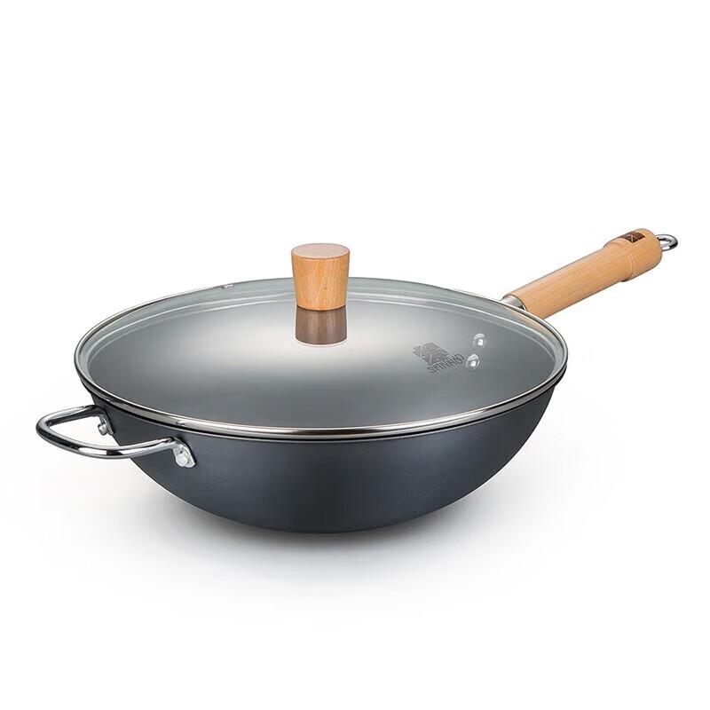 Sanhe 34cm Pure Iron Wok with Glass Lid