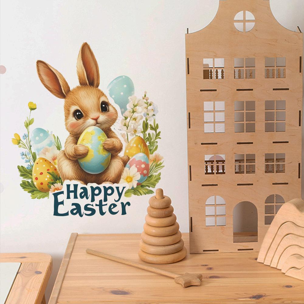 Easter Cute Rabbit Eggs Bedroom Living Room Home Wall Background Beautification Decoration Wall Stickers