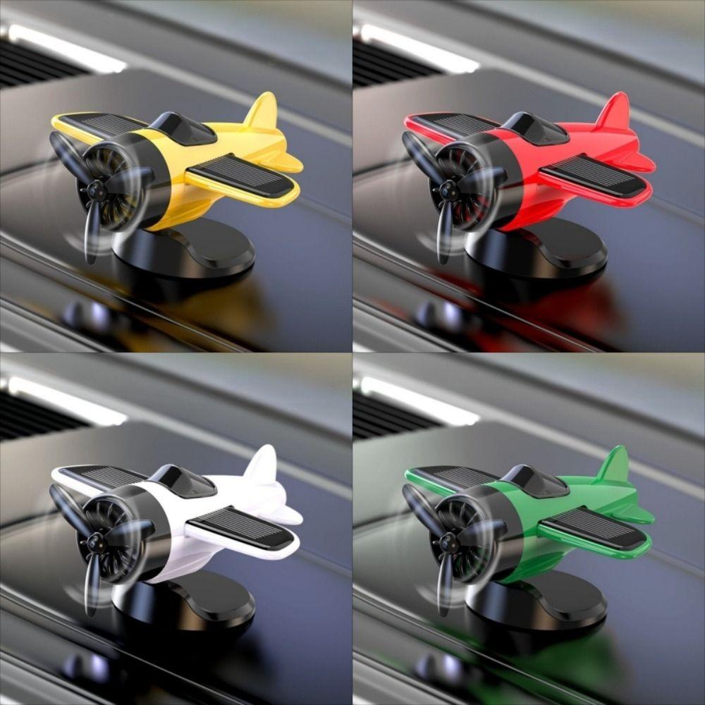 360° Rotary Car Center Console Decorations Solar Powered Aircraft Ornaments Desktop Ornament