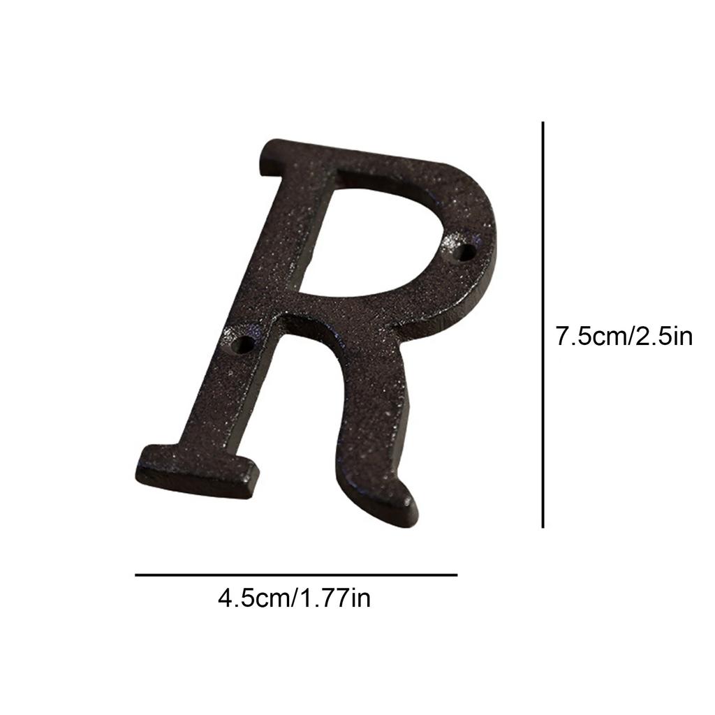 0 to 9, A to Z Metal Letters Numbers Cast Iron Decoration House Sign Doorplate DIY Cafe Wall House Door Address Alphabet Number