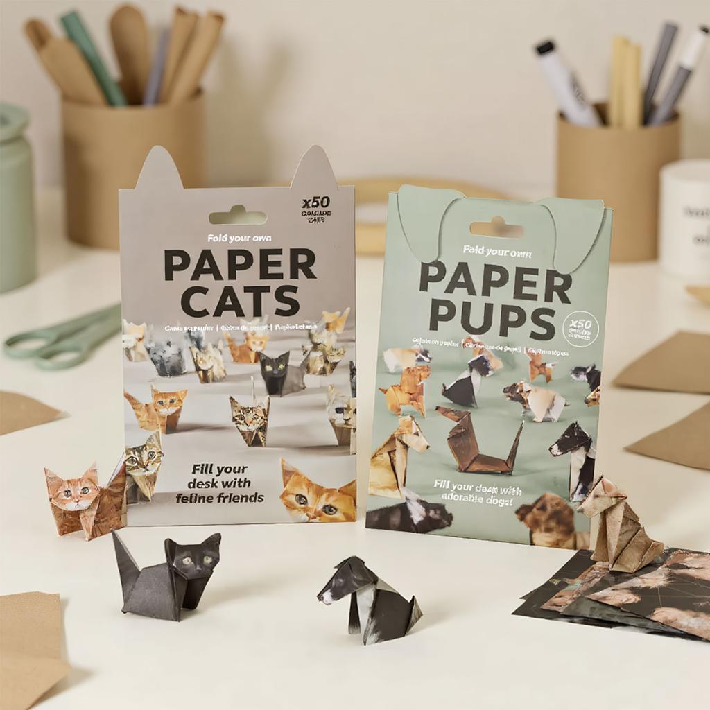 Cats Handmade DIY Paper Creative DIY Paper Cat Dog Dinosaur Folding Animal Folding Craft Paper Set for Home Decoration Kid Gifts