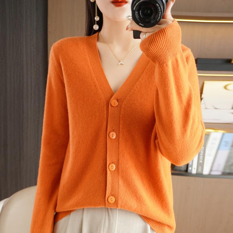 Autumn V-neck Sweater Cardigan Loose Bottoming Sweater Knitted Cardigan Female Solid Color Short Paragraph Outwear