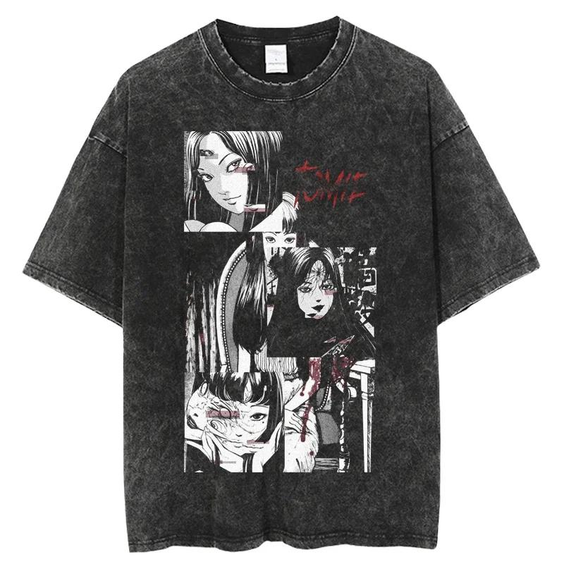 Streetwear Oversize Acid Tričko Pro Muže Ženy Thriller Komiksová Grafika Tričko Léto Prané Staré FuJiang Anime Top Trička