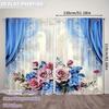 2 Pcs Bohemian Flowers Print Curtains,suitable for Bedroom,living Room Kitchen Decoration,home Decoration,window Decoration
