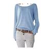 T-shirt Pull à Manches Longues pour Femme Style Doux Automne 2025 Coton Col Rond Coupe Ample