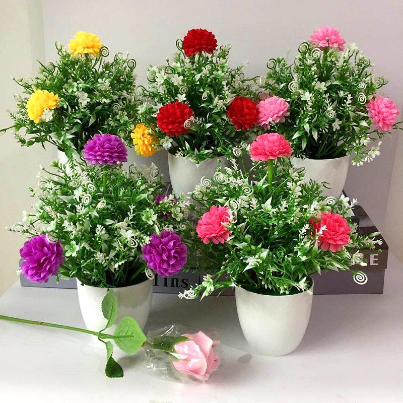 Hydrangeamacrophyllas Simulated Fake Flowers Potted Plants Decor Desktop