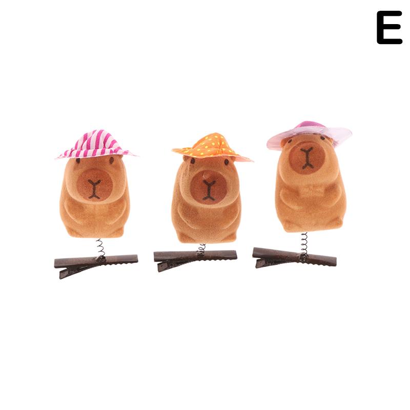 3 Stück Beflockung Lustige 3D Capybara Feder Plüsch Haarnadel Tier Lieblich Haarspange Accessoires Kopfschmuck