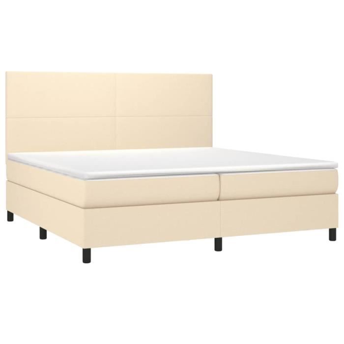 3141646 vidaXL Lit à sommier tapissier avec matelas Crème 200x200 cm Tissu