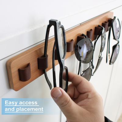Wooden Wall Mounted Sunglasses Storage Rack Eyeglass Organizer Holder Self-adhesive Glasses Hanger  Sunglass Hook Storage Gifts