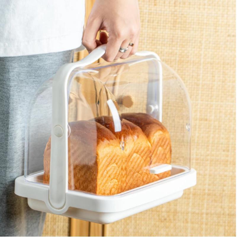 Flap Bread Storage Box Portable Dust-proof Sealed Cake Dim Sum Box With A Lid Milk Bottle Draining Drying Transparent StorageBox