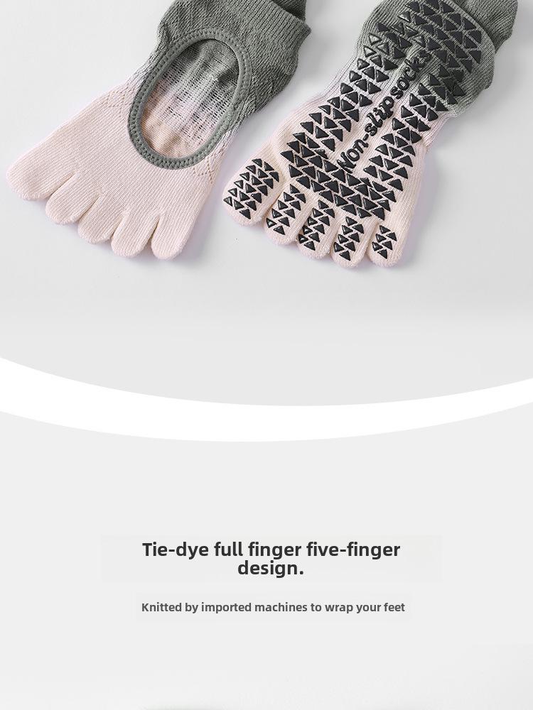 Gradient Dotted Non-Slip Mesh Yoga Socks - Women's Backless Five-Finger Split-Toe for Spring and Summer