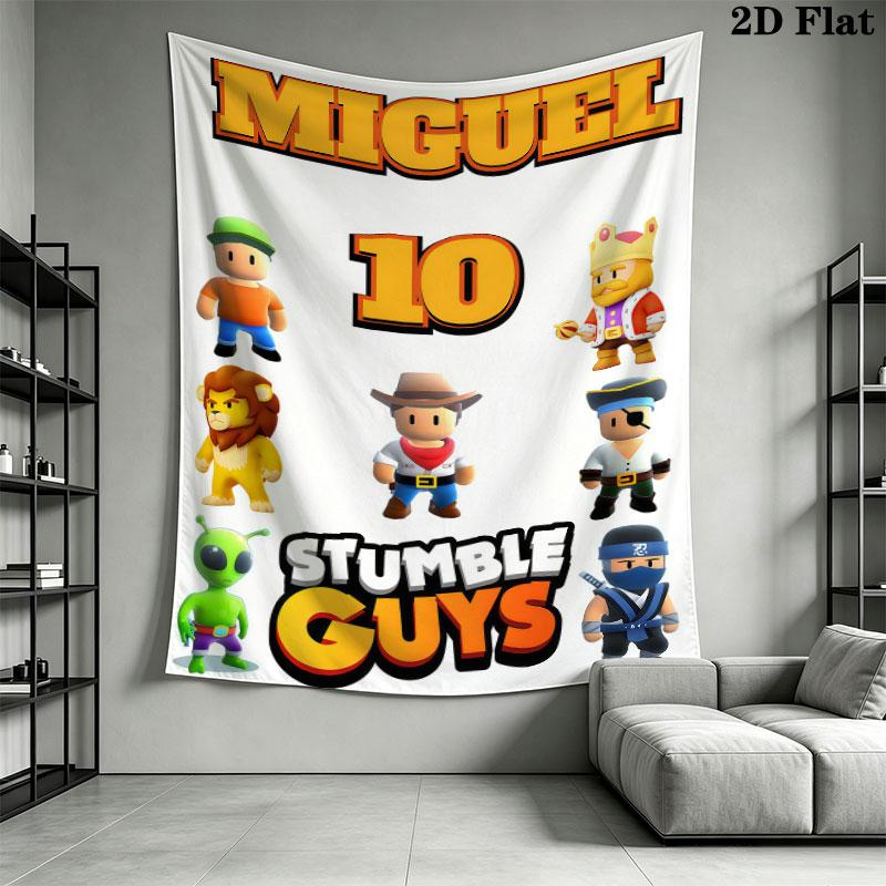 Stumble Guys Sprint Telo da Parete Stampato Coperta in Tessuto Arazzi Decorativi per Camera da Letto Soggiorno Arredamento per la Casa