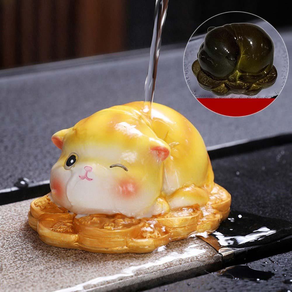 Handmade Colorable Tea Pet Figurines Desktops Animal Ornament  Can Raise Fortune
