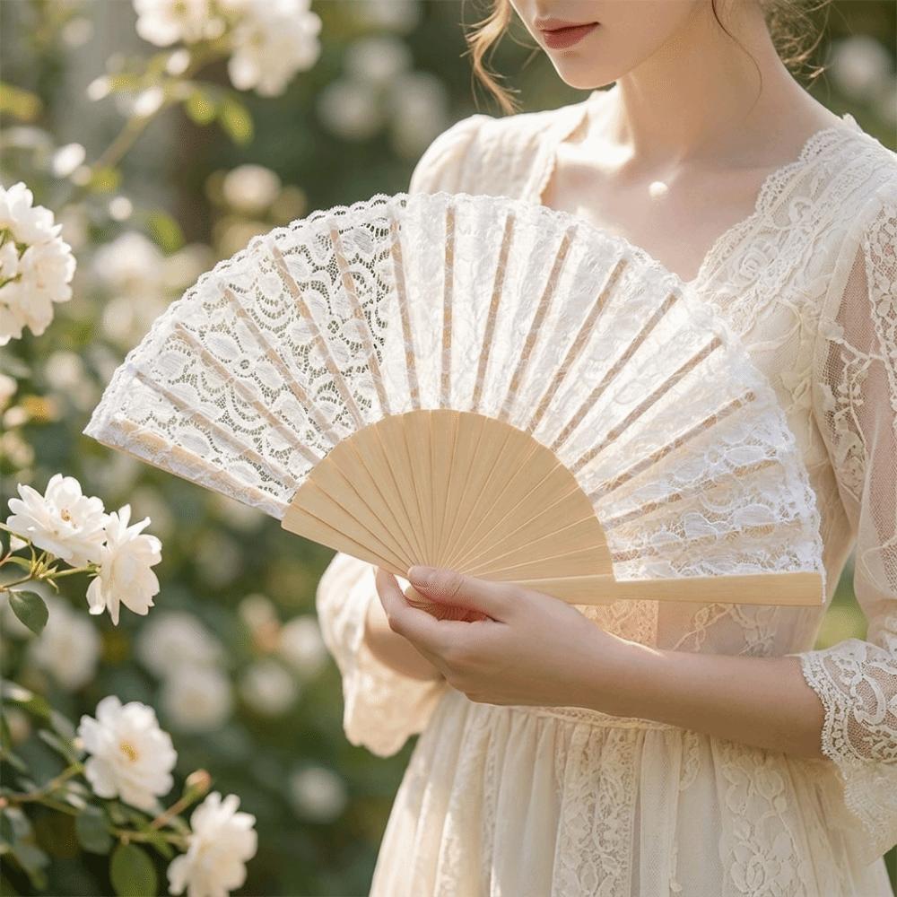 Portable Folding Handheld Fan Floral Lace Women's Folding Fan Lace Hand Fan Bridesmaid Gifts