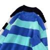 Pullover sweater men's and women's autumn and winter 2025 new loose lazy medium and long black milk and white striped knitted top
