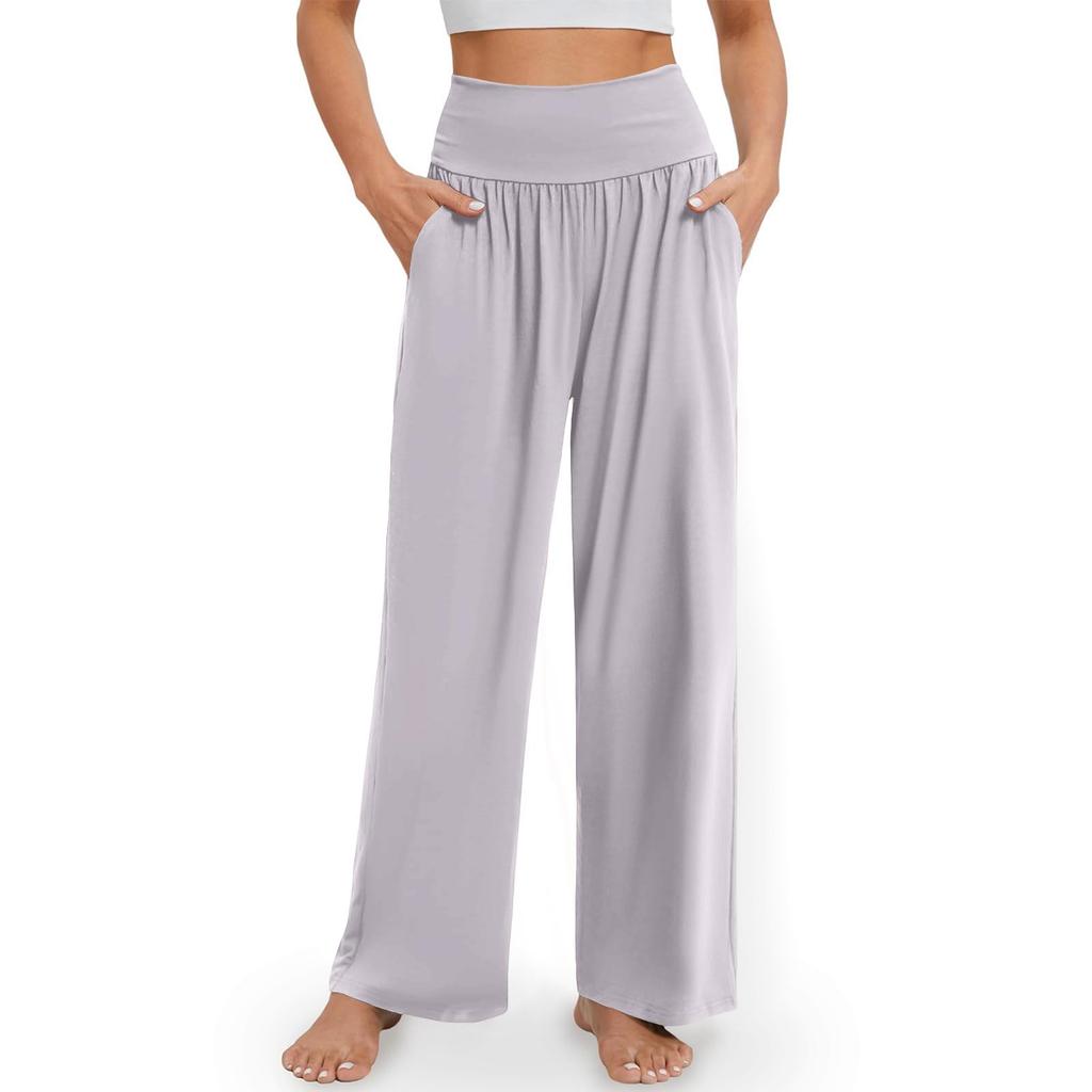 Women's Casual Elastic Waist Trousers -color Comfortable Wide Leg Pants