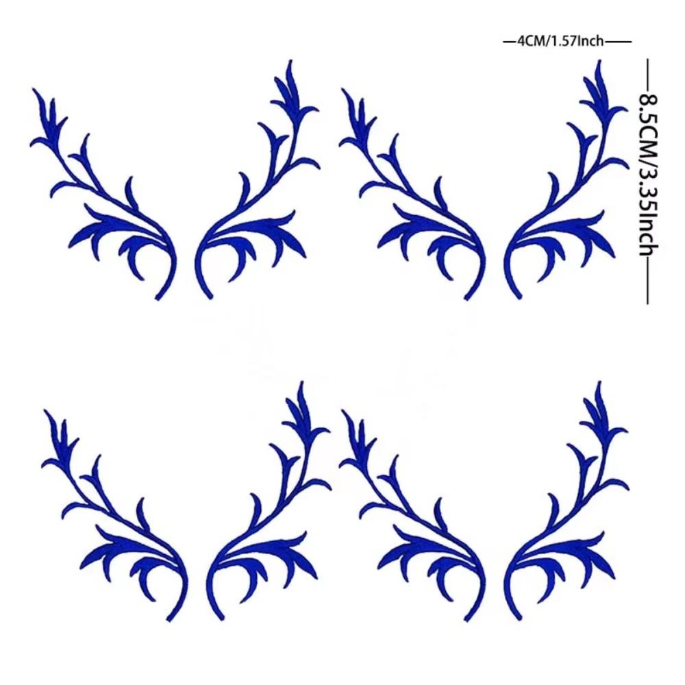 4 Pairs Deer Antler Embroidery Patch Decorative Applique Sew on Patch For Clothing Dresses