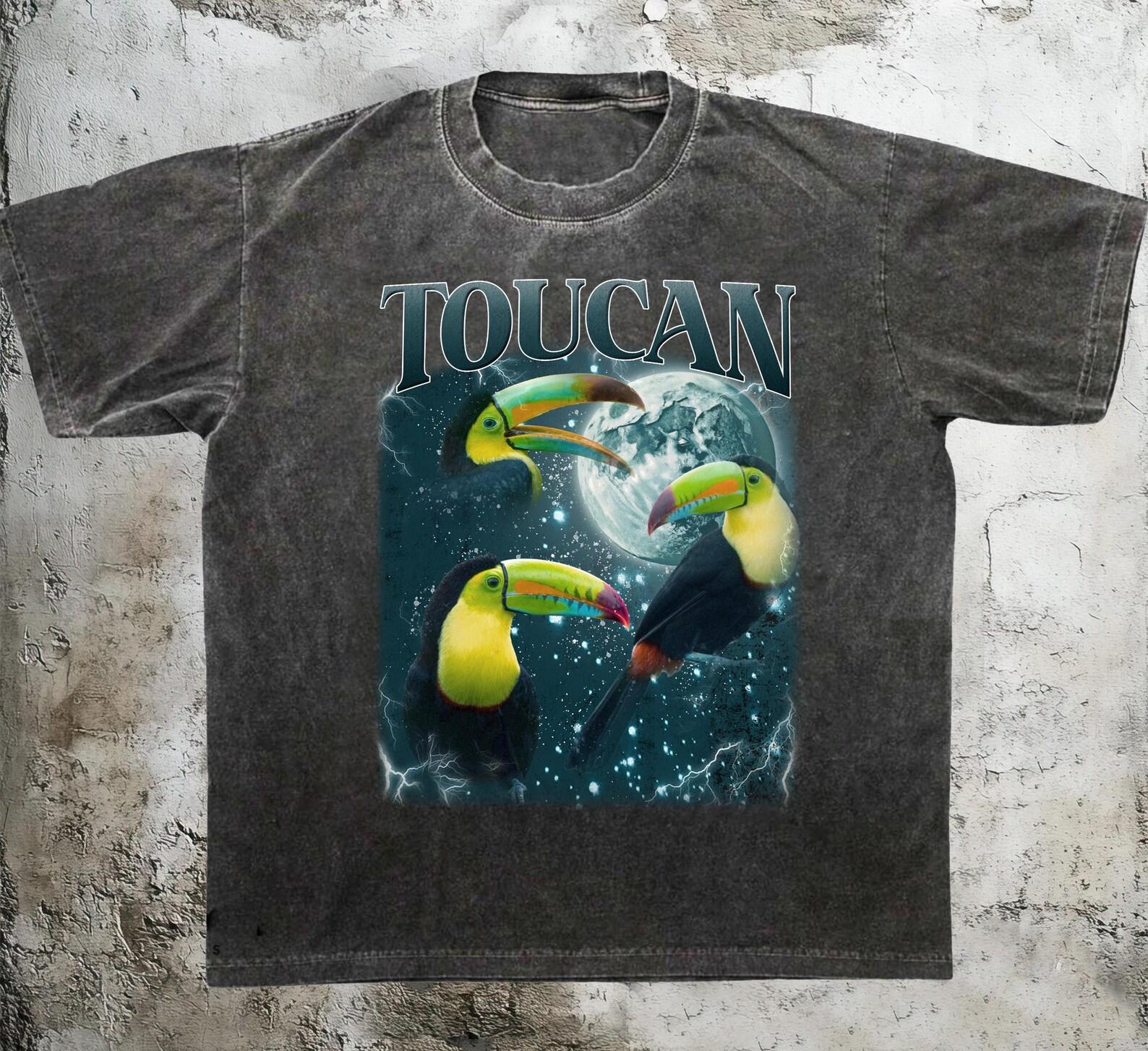 Vintage Toucan Graphic T-Shirt, Hornbill Meme Tee, Retro Animal Tee, 90s Streetwear Shirt S