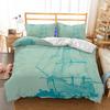 Mediterranean Bedding Dark Blue King Size Duvet Cover Pillow Case Ship's Anchor Bed Cover Double Quilt Cover Set Blue 228x228