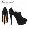 Women Ankle Boots Autumn Winter Flock Ultra High Heels Platform Pumps Stiletto Ladies Sexy Black Short Boots Shoes Plus Size 44