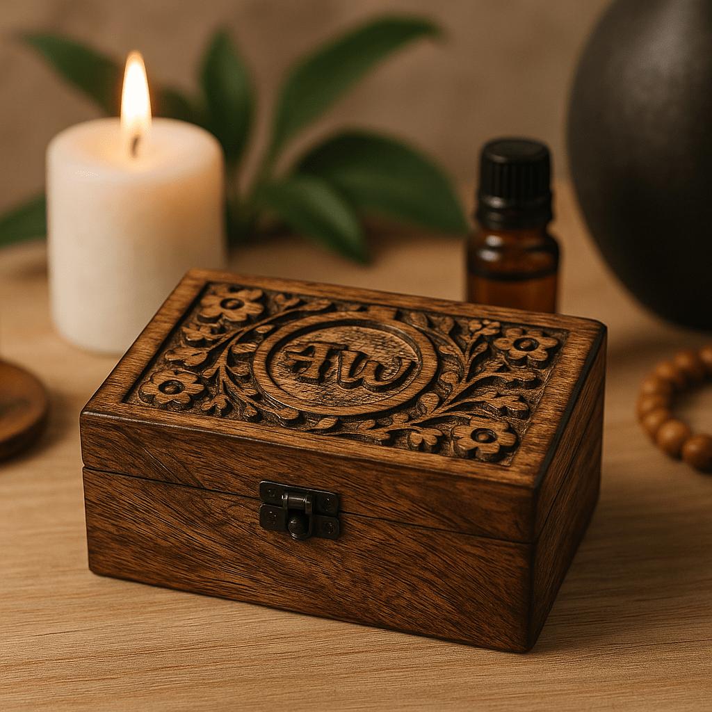 Shamtam Women's Essential Oil Storage Box Mango Wood 24 Slots