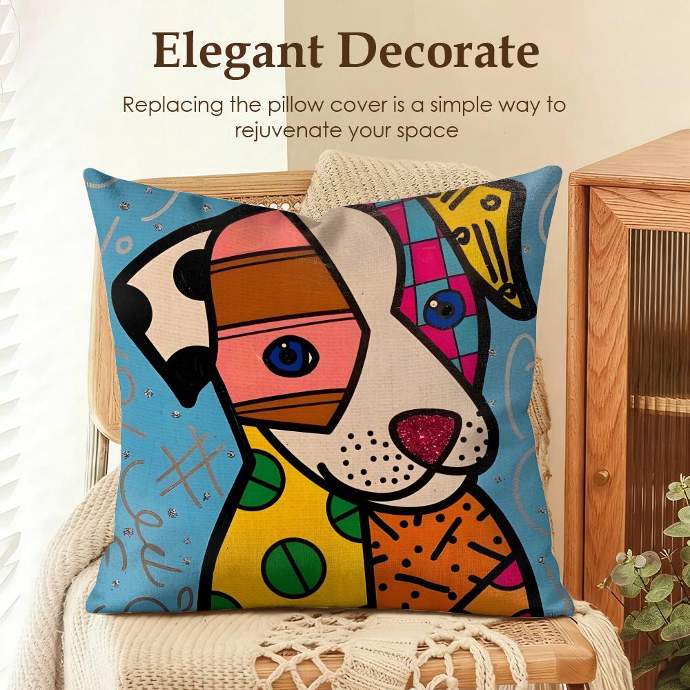 Housse de coussin Art Britto Mode Lin Naturel Tissu Biologique Impression Double Face Canapé Décoration Intérieure Cadeau Housse de Coussin