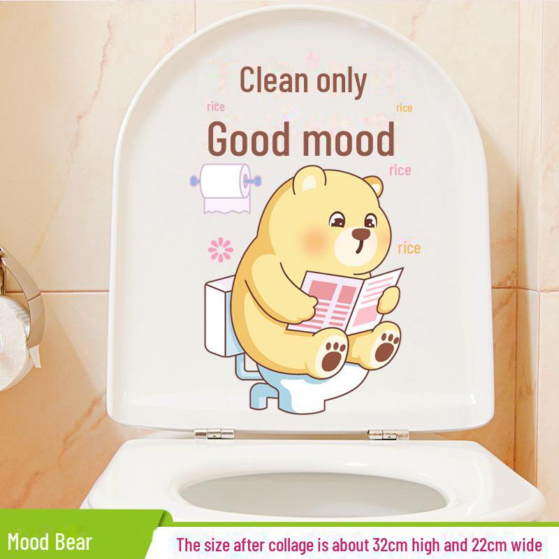 Waterproof Cute Cat Toilet Cover Stickers - Funny, Self-Adhesive, Personality Decor for Bathroom Walls