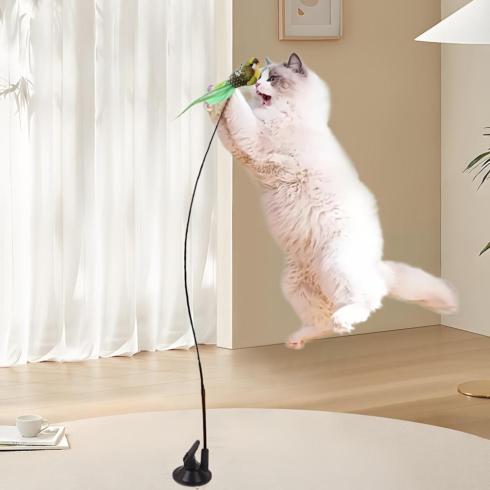 1/pc cat funny cat stick steel wire long pole feather cute cat toy kitten fishing self-pleasure relief pet toy