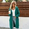 Women's Long Knit Cardigan with Hood - Long Sleeve Sweater Coat with Pockets