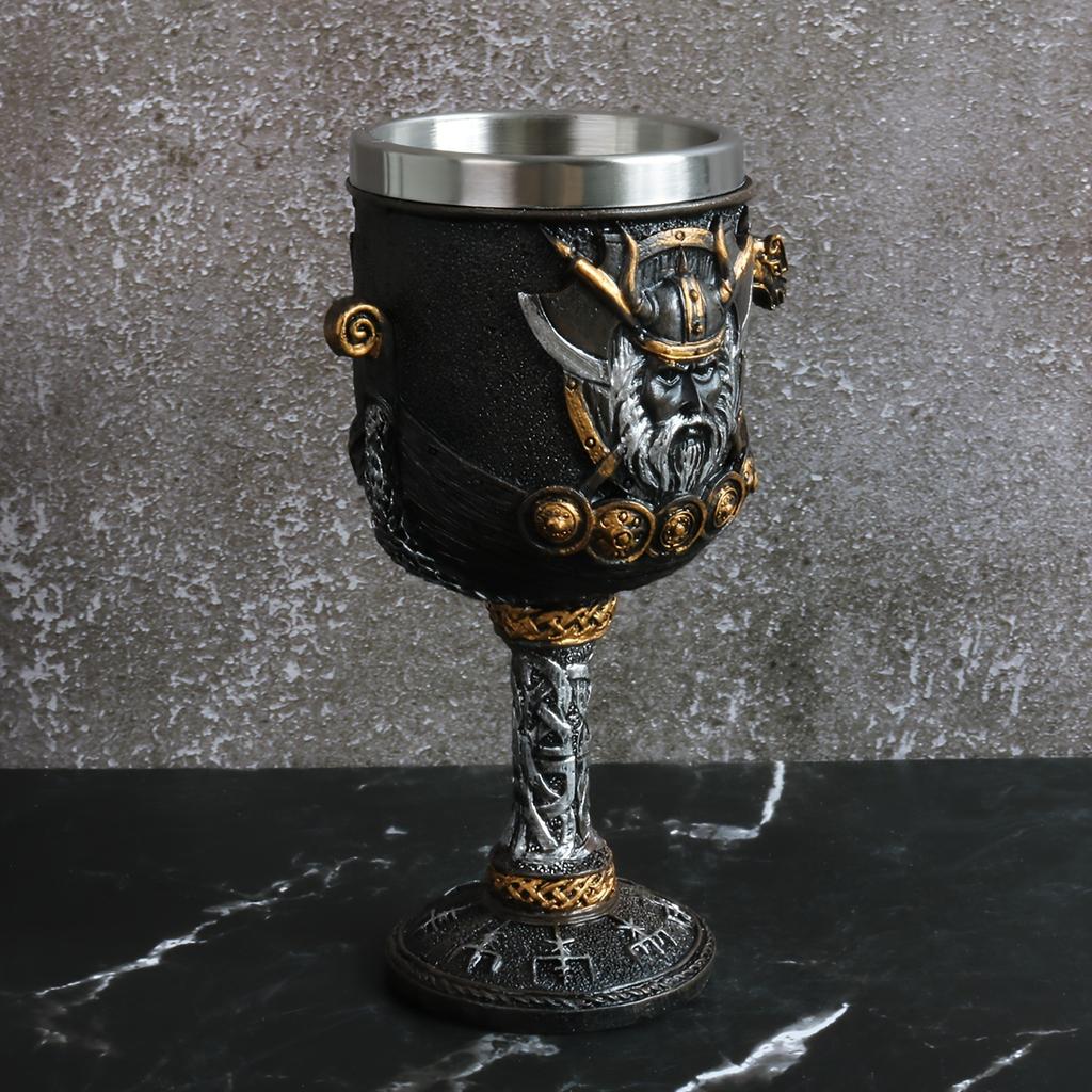 Norse Mythology Asgard Metal Cup Resin Strap Stainless Steel Liner Wine Goblet Boat Ceremony Teacup