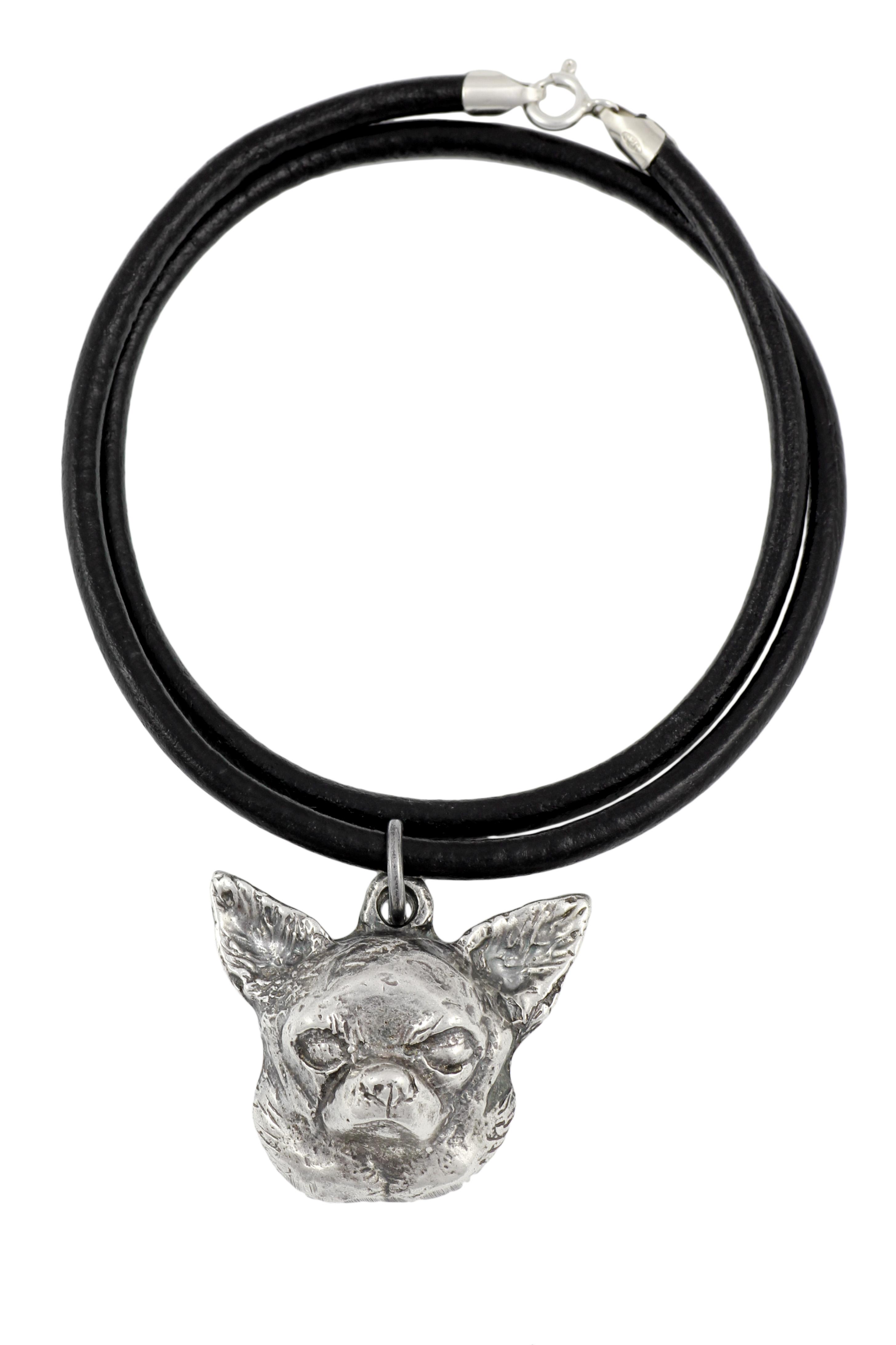 

Chihuahua short-haired, Chihuahua smooth - Necklace with dog, silver-plated pendant for dog fan, unique jewelry by Art-Dog brand