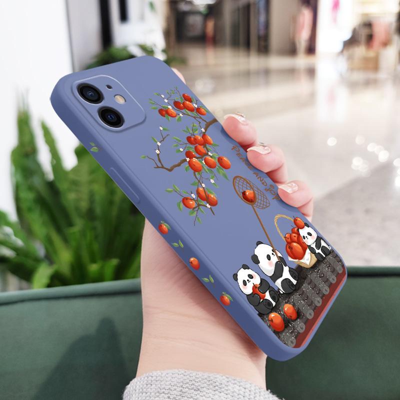 Joyful Panda Phone Case For iPhone 12 11 X XR XS 8 7 SE2 Plus Pro Max Mini Silicone Cover