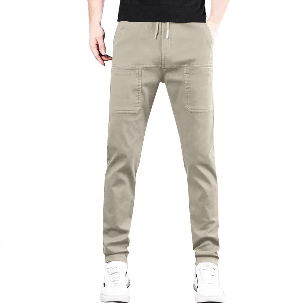 Men's Stretchy, Quick-drying Athletic Pants With Drawstring Waist, Casual Long Trousers, And Six Pocket Design, Suitable For Hiking.