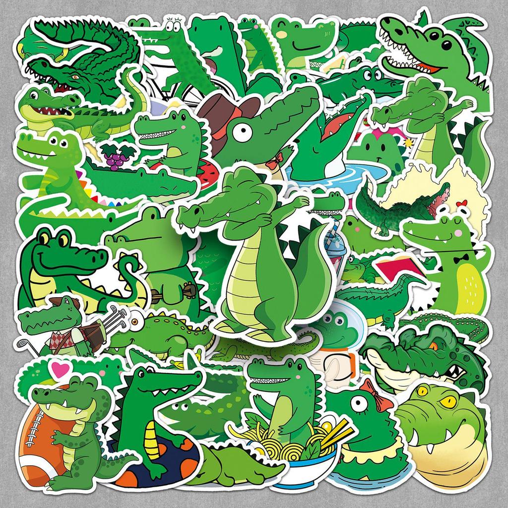 50 Crocodile Cartoon Stickers - Fierce Q Version Animal Decorations for Journals & Tablets