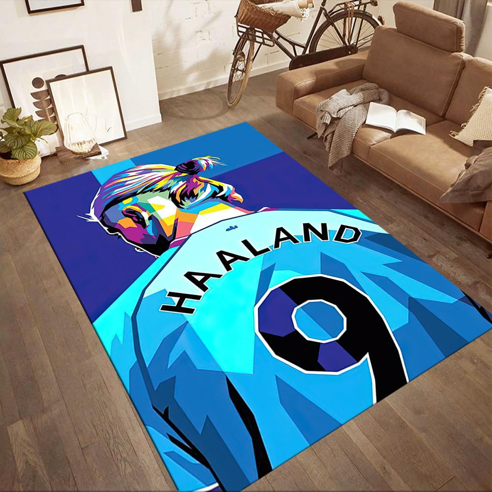 Haaland Enthusiasts Square rugs are a great choice for living rooms, bedrooms, home décor, and as gifts.