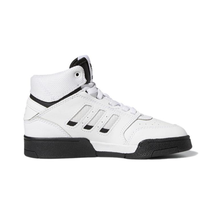 adidas Originals Drop Step C Fabric Casual Breathable High Top Kids' Skateboarding Shoes White Black FV5154