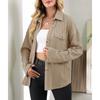 Women's Casual Fashion Solid Color Shirt Lapel Single Breasting Loose Coat