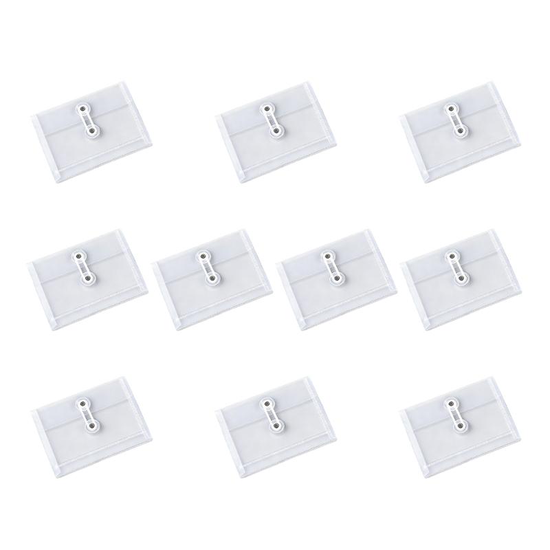 

10Pcs Clear Plastic File Bag with String Closure Waterproof Document Envelope Receipts Organiser Pouches for Offices