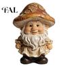Pastoral Style Outdoor Statue Mushroom Cap Gnome Statue, Resin Garden Figurine, Retro Hand Painted Forest Yard Art Cute Sculpture for Patio