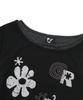 LMR Motif Embroidered Stripe Layered Short Sleeve T-Shirt Black Stripe
