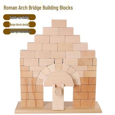 Montessori Roman Bridge Blocks: Solid Wood, Unpainted, for Geometric Shape Recognition - Ideal Holiday Gift for Young Children.