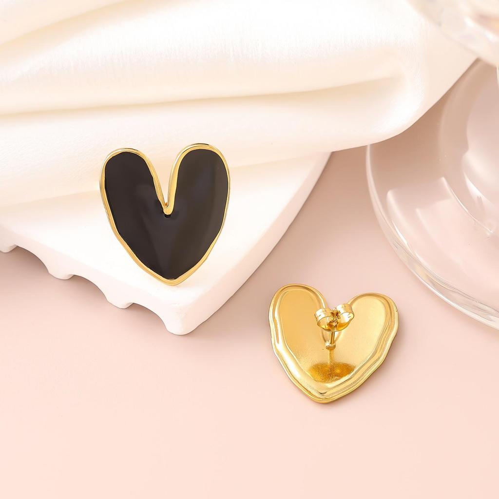 French Enamel Drip Oil Earrings: Stainless Steel, Irregular, Titanium Women's Luxury