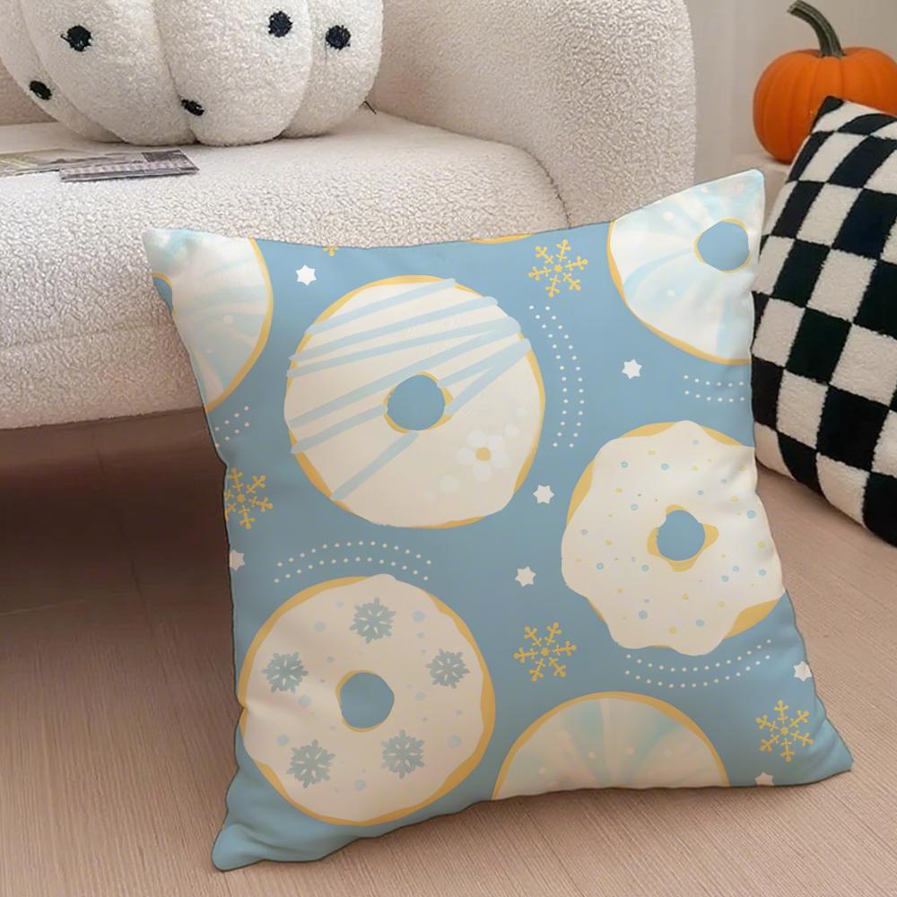 Donut Cushion Cover Linen Pillow Case Soft Breathable Protective Couch Room Decoration