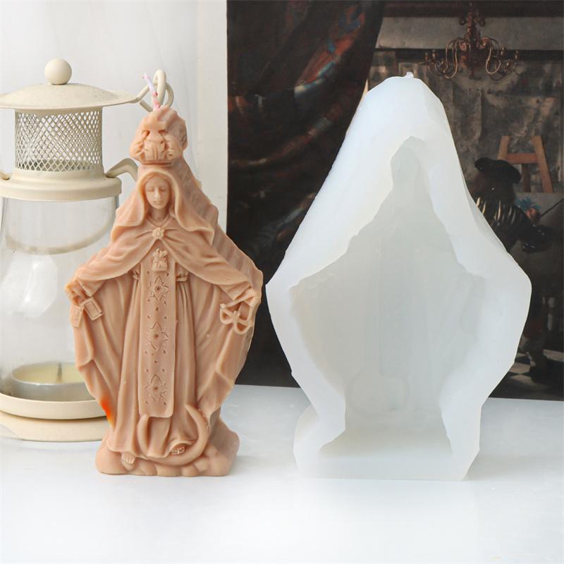 3D Prayer Madonna Jesus Portrait Silicone Mold DIY Handmade Religious Statue Candle Gypsum Molds Art Home Decoration