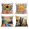 4pcs/set Sunflowers and Cacti Cushions Pillowcase Polyester Cushion Cover Throw Pillow Pillowcover Home Car Sofa Decor