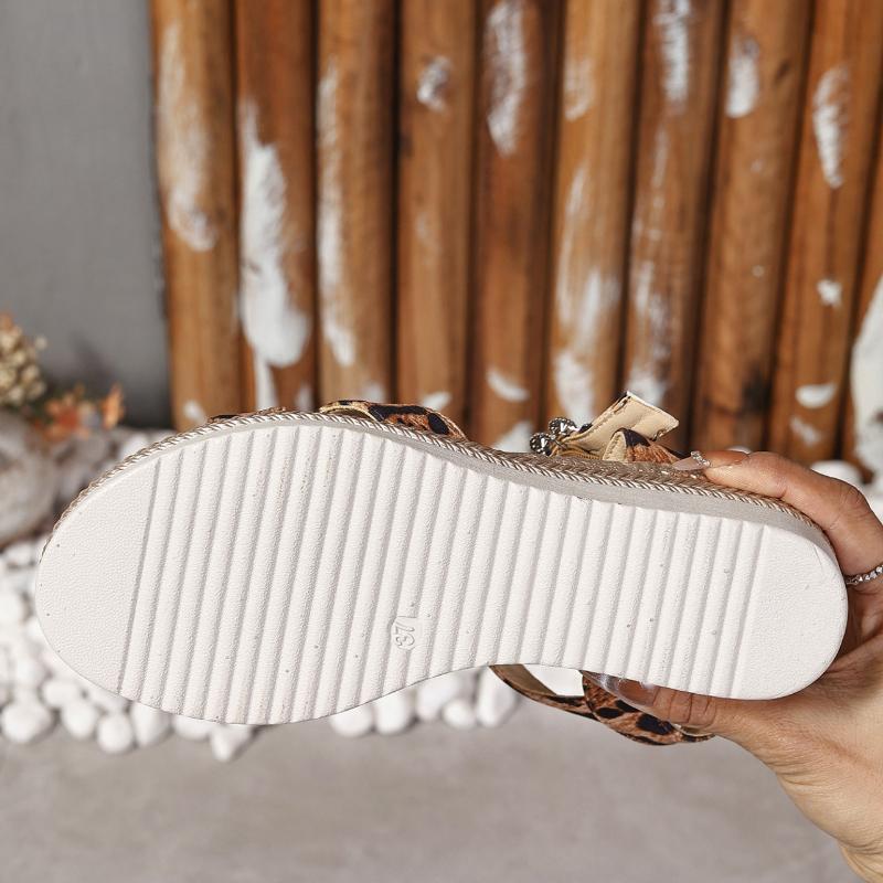 Women's Sandals Leopard Summer 2024 High Quality Fashion Thick Soled Outdoor Casual Comfortable Lightweight Female Shoes